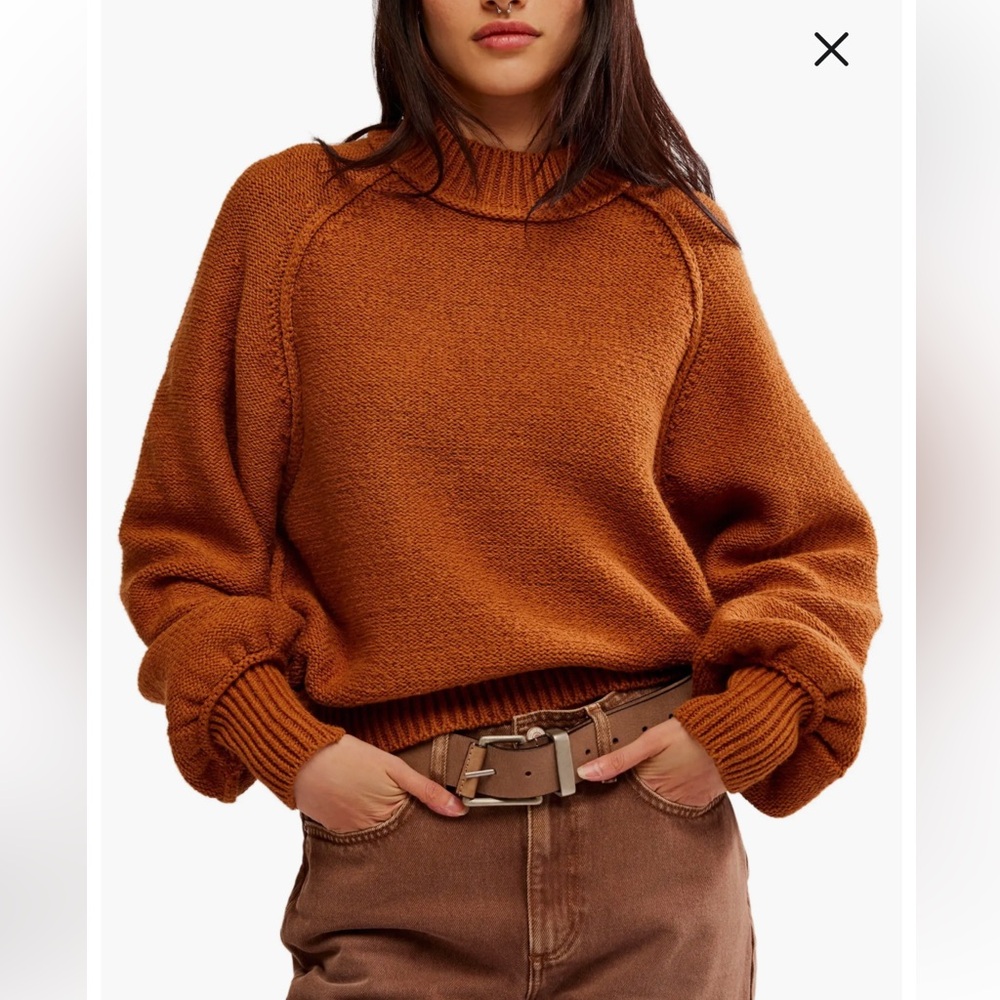 Free People Riley Mock Neck Sweater Long Sleeve Oversized Baggy Women's Size S